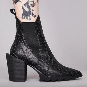 Dolls Kill Widow Fallen Prey Spiderweb Boots